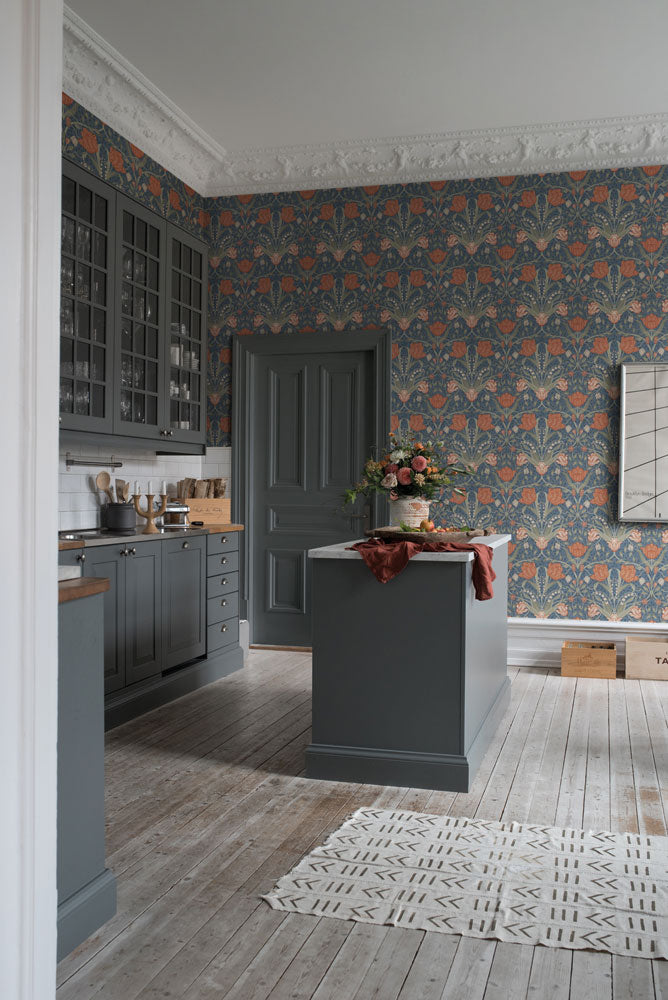 Midbec Wallpaper - Filippa Tulip Garden - Pink & Blue
