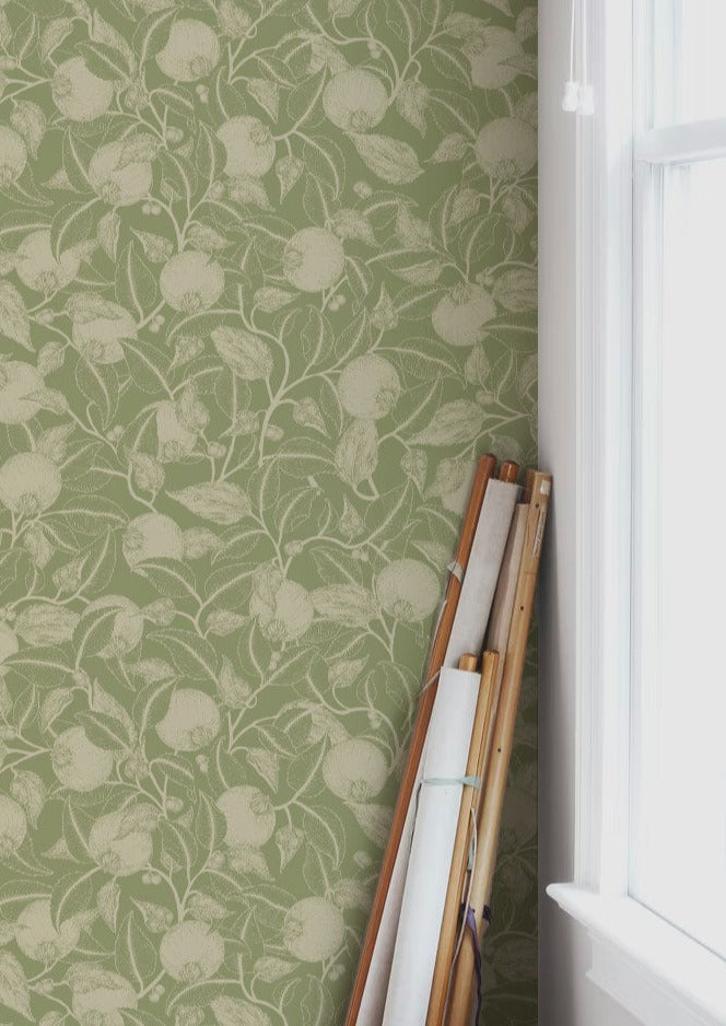 Papier peint gris d'été - Grenade - Vert pomme