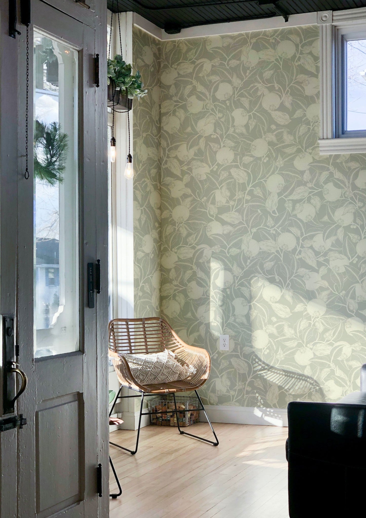 Papier peint floral - Grenade - Gris