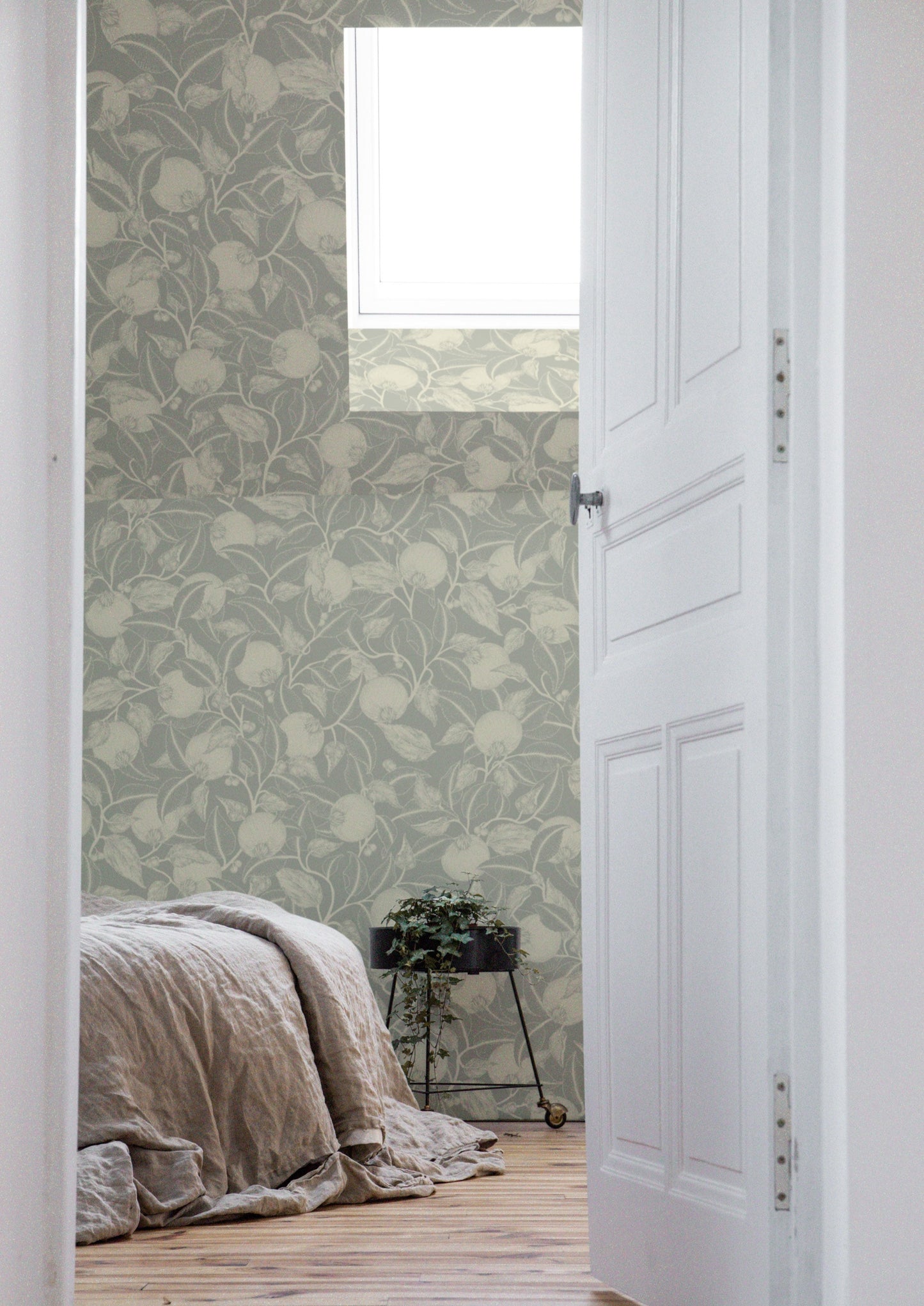 Papier peint floral - Grenade - Gris