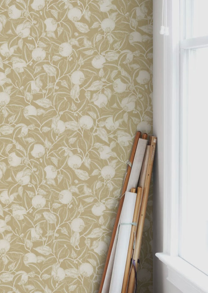 Papier peint floral - Grenade - Or