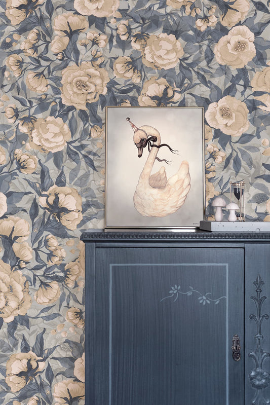 Poppies for Marlene - Dusty Blue (Sample)