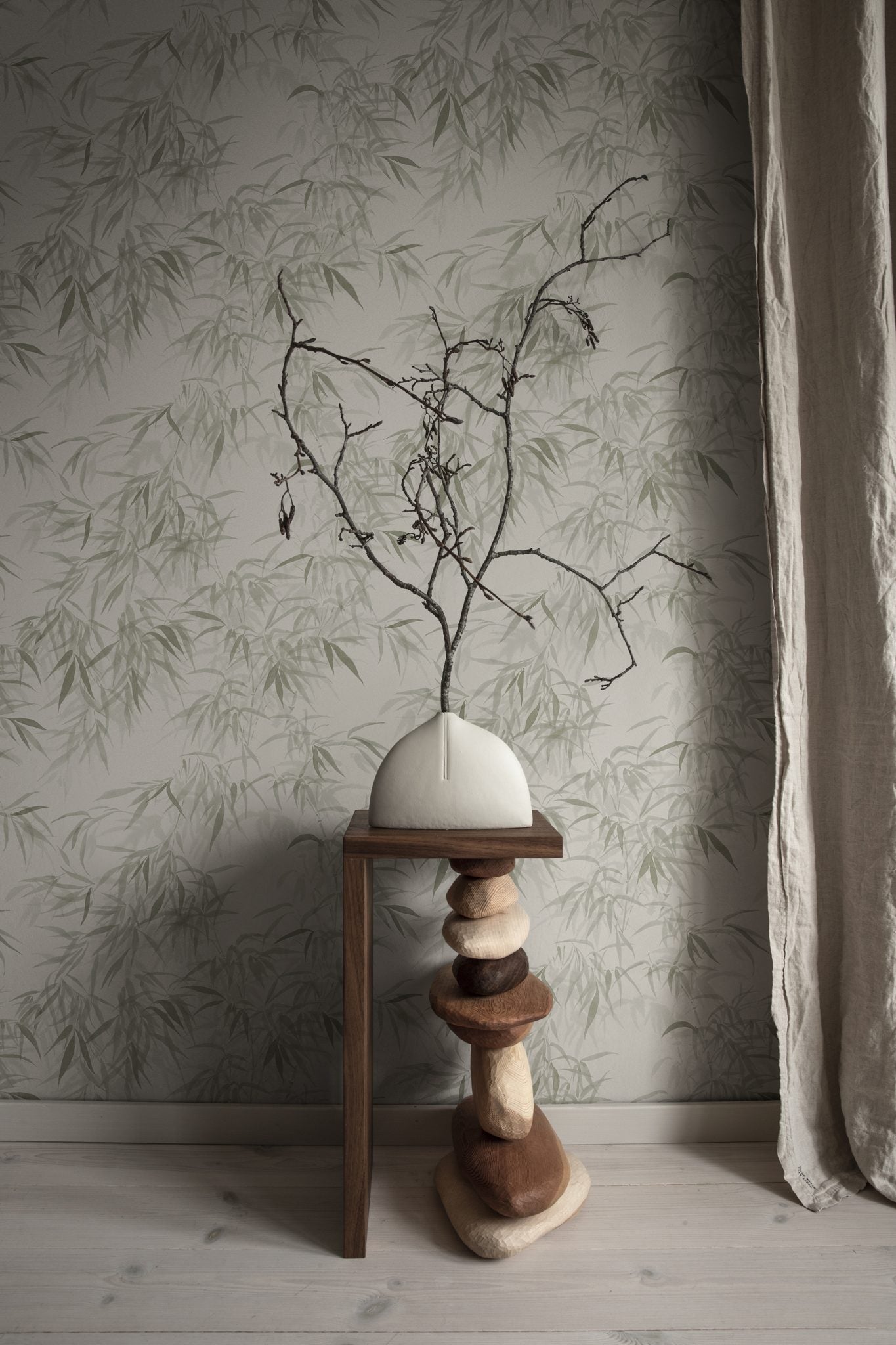 Papier peint - Jon - Vert olive