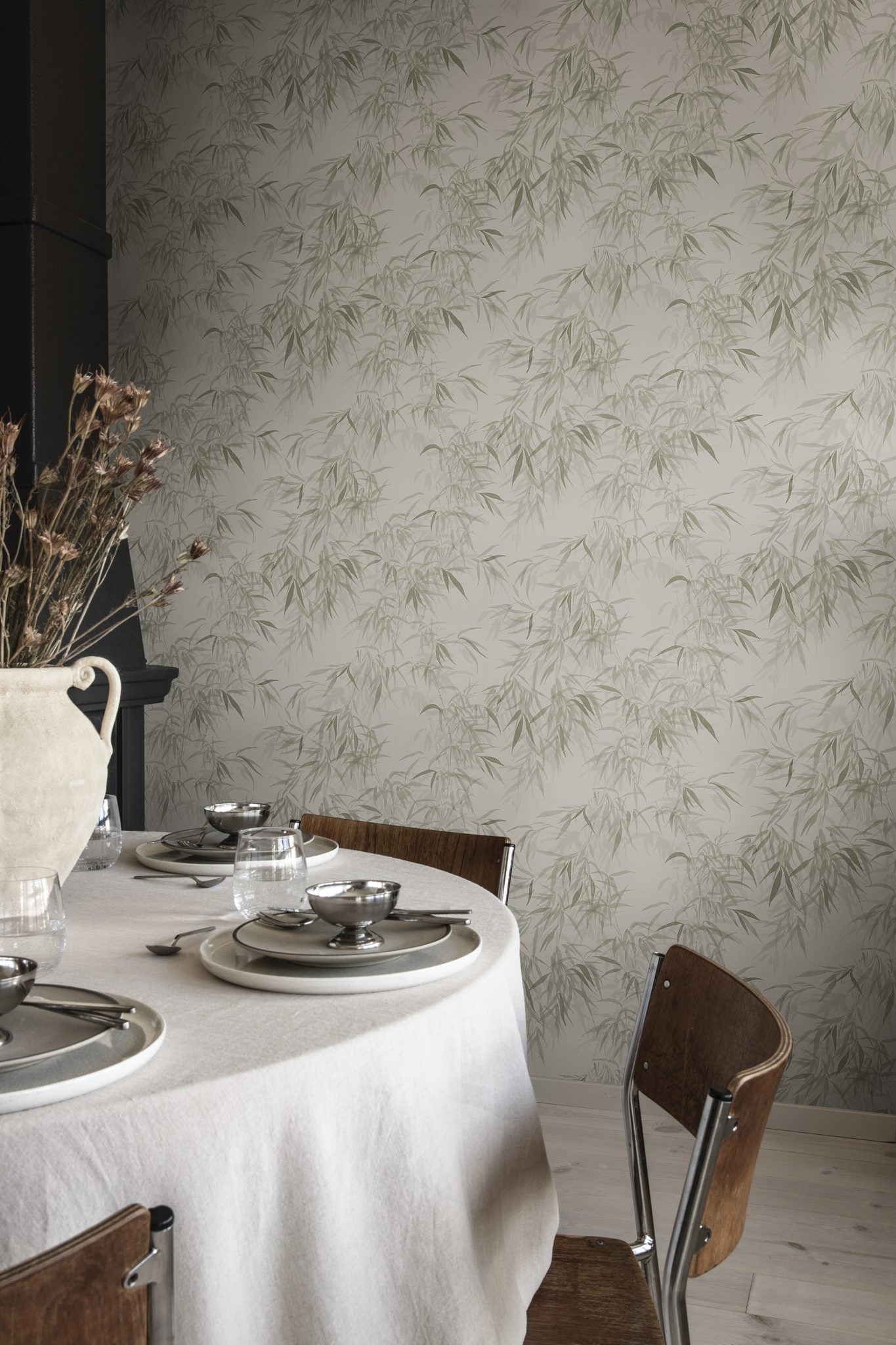 Papier peint - Jon - Vert olive