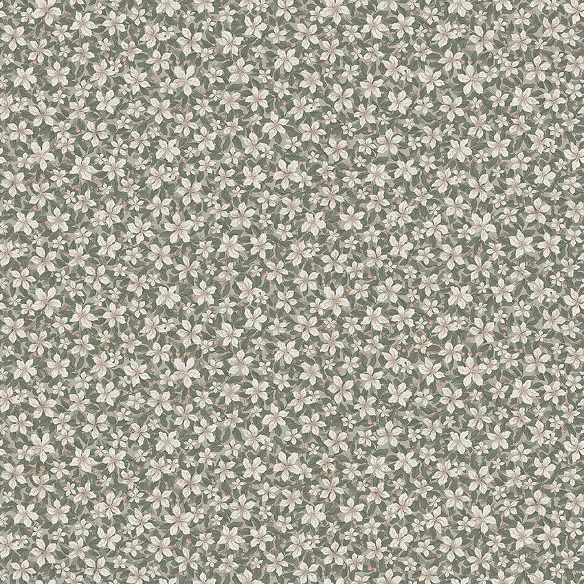 Borastapeter Wallpaper - Skogsblomst - Green/Grey