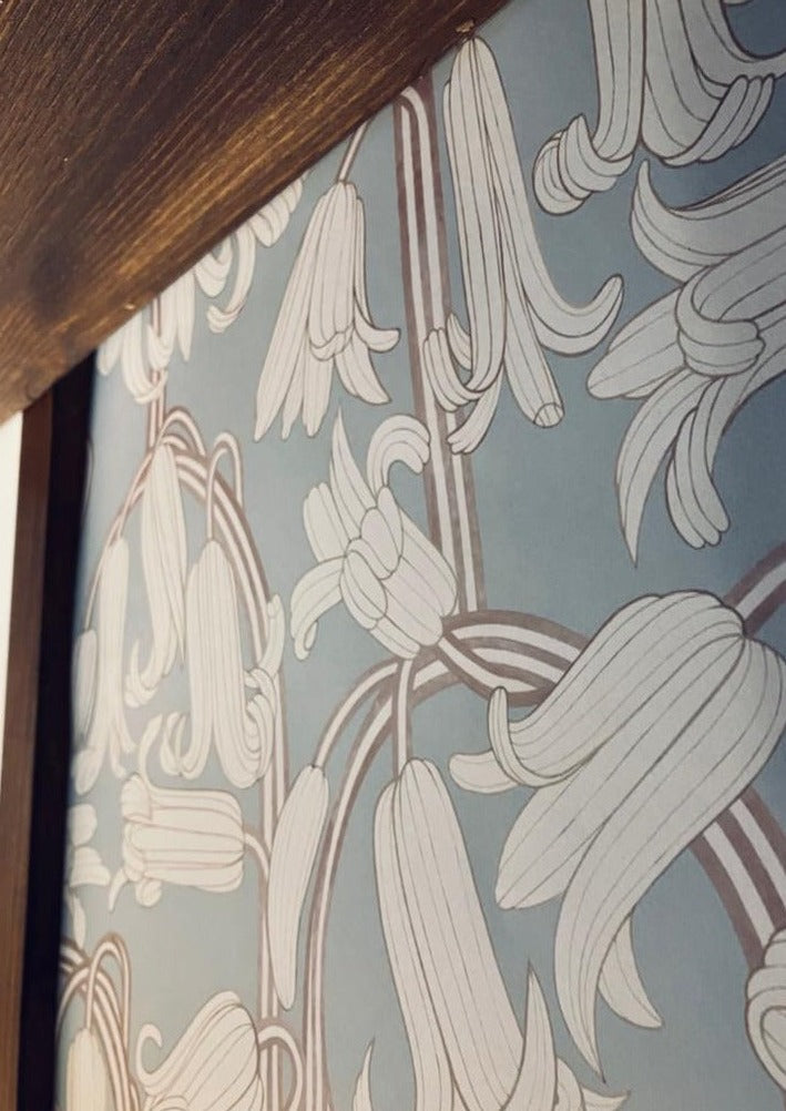 Papier peint gris d'été - Jacinthe des bois - Bleu poussiéreux