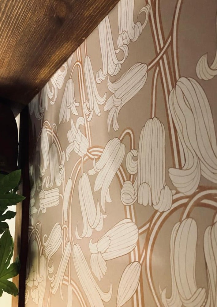 Papier peint gris d'été - Jacinthe des bois - Marron (SOLDES)