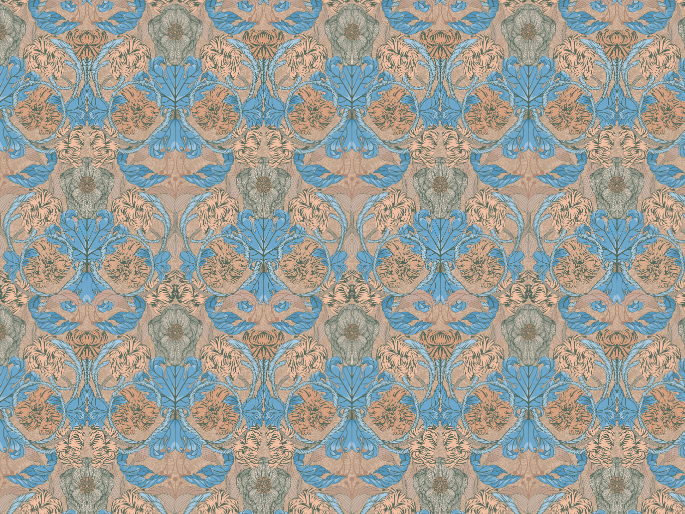 Papier peint gris d'été - Cecilia - Abricot