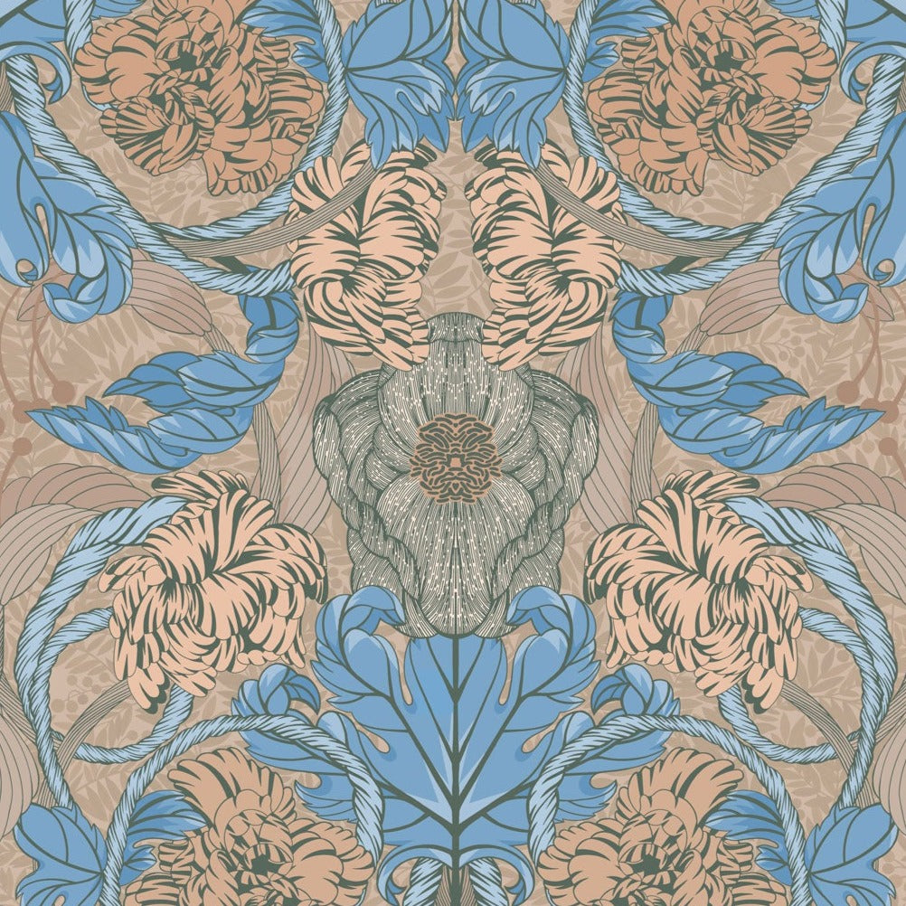 Papier peint gris d'été - Cecilia - Abricot