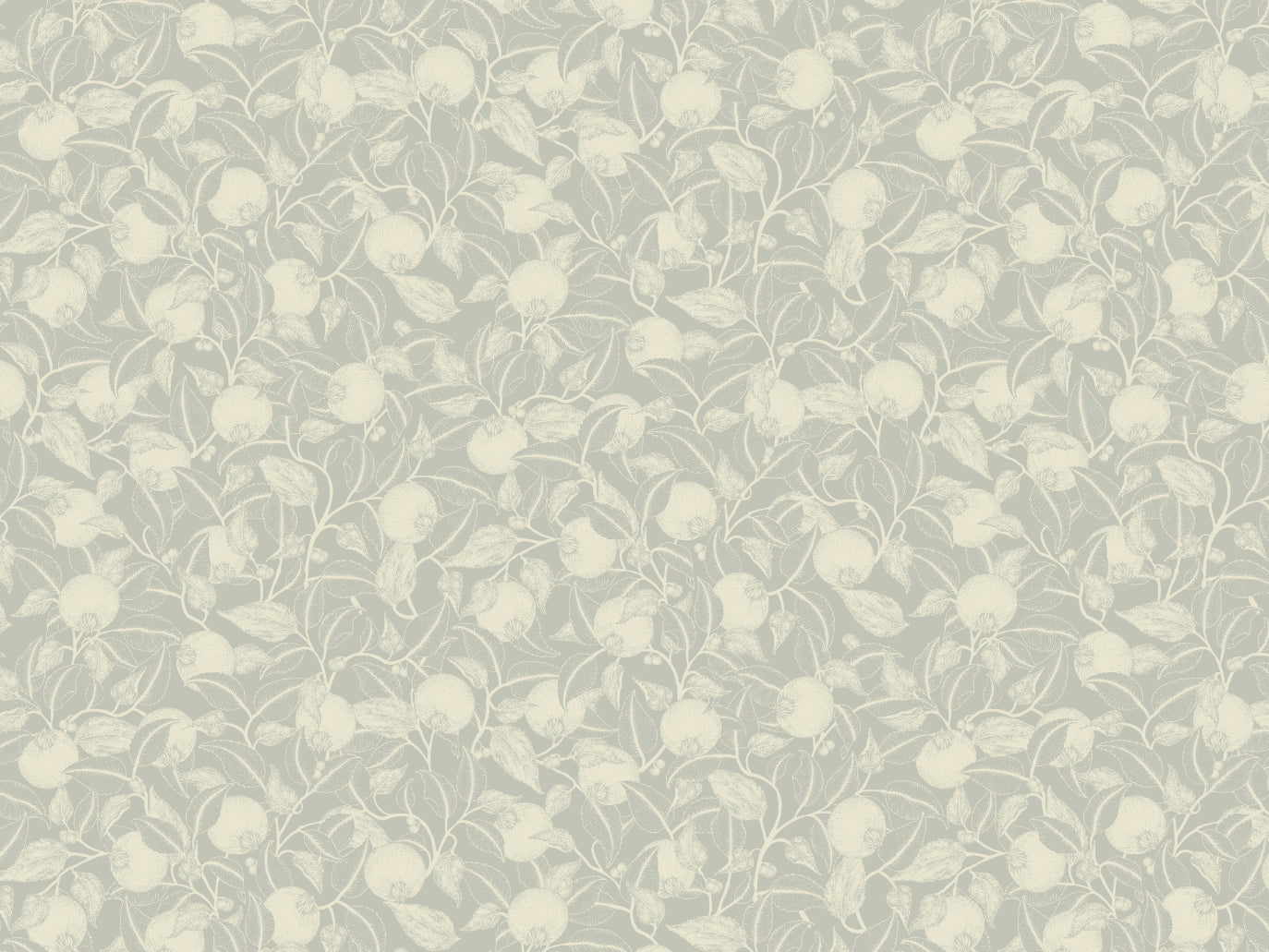 Papier peint floral - Grenade - Gris