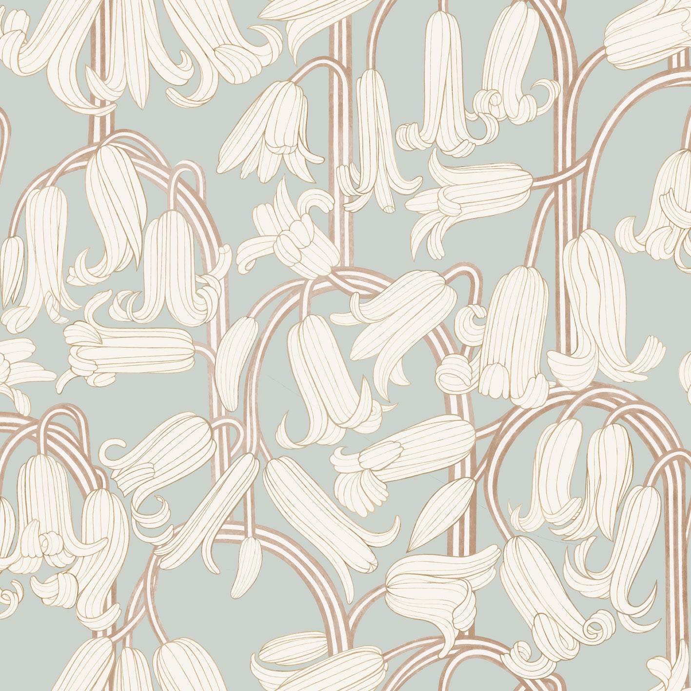 Papier peint gris d'été - Jacinthe des bois - Bleu poussiéreux