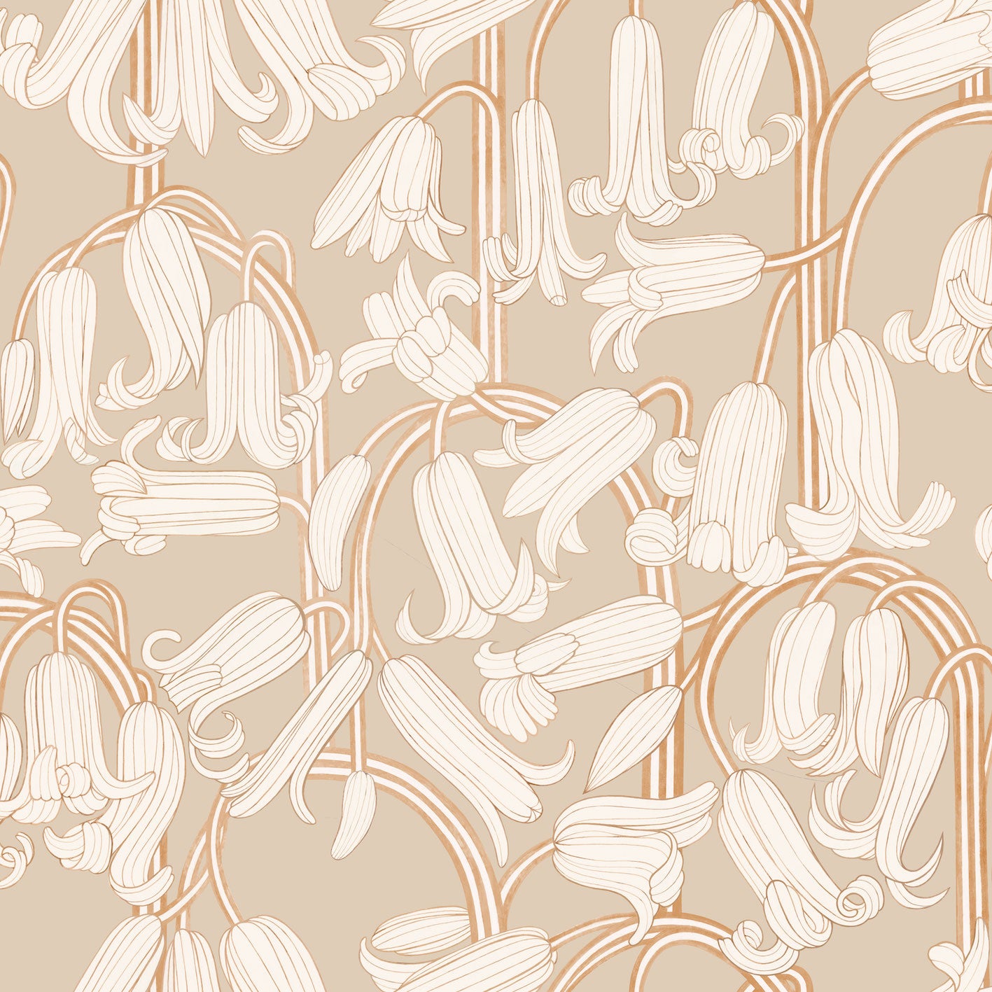 Papier peint gris d'été - Jacinthe des bois - Marron (SOLDES)