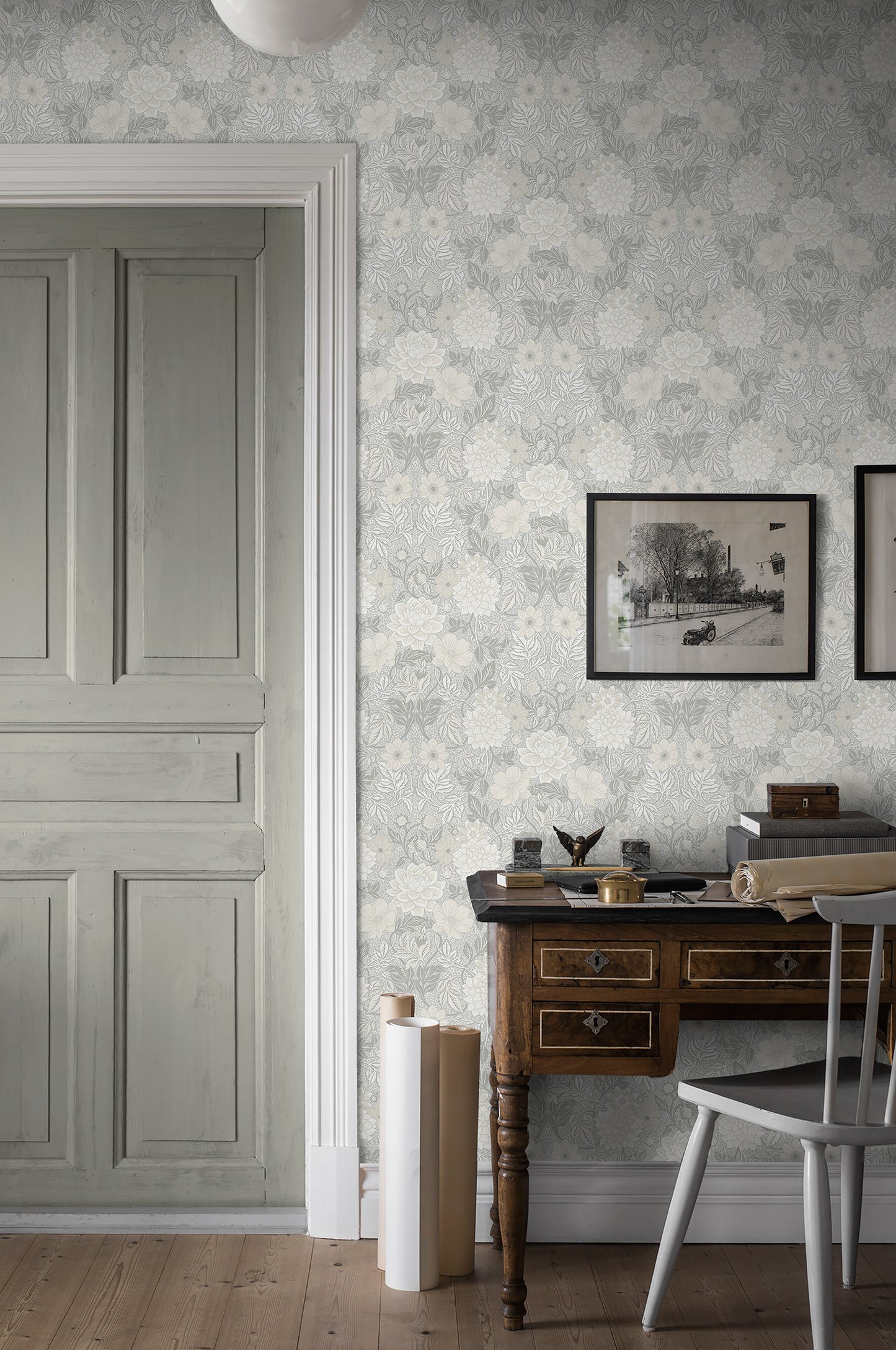 Papier peint Borastapeter - Dahlia Garden 7664 - Beige et blanc