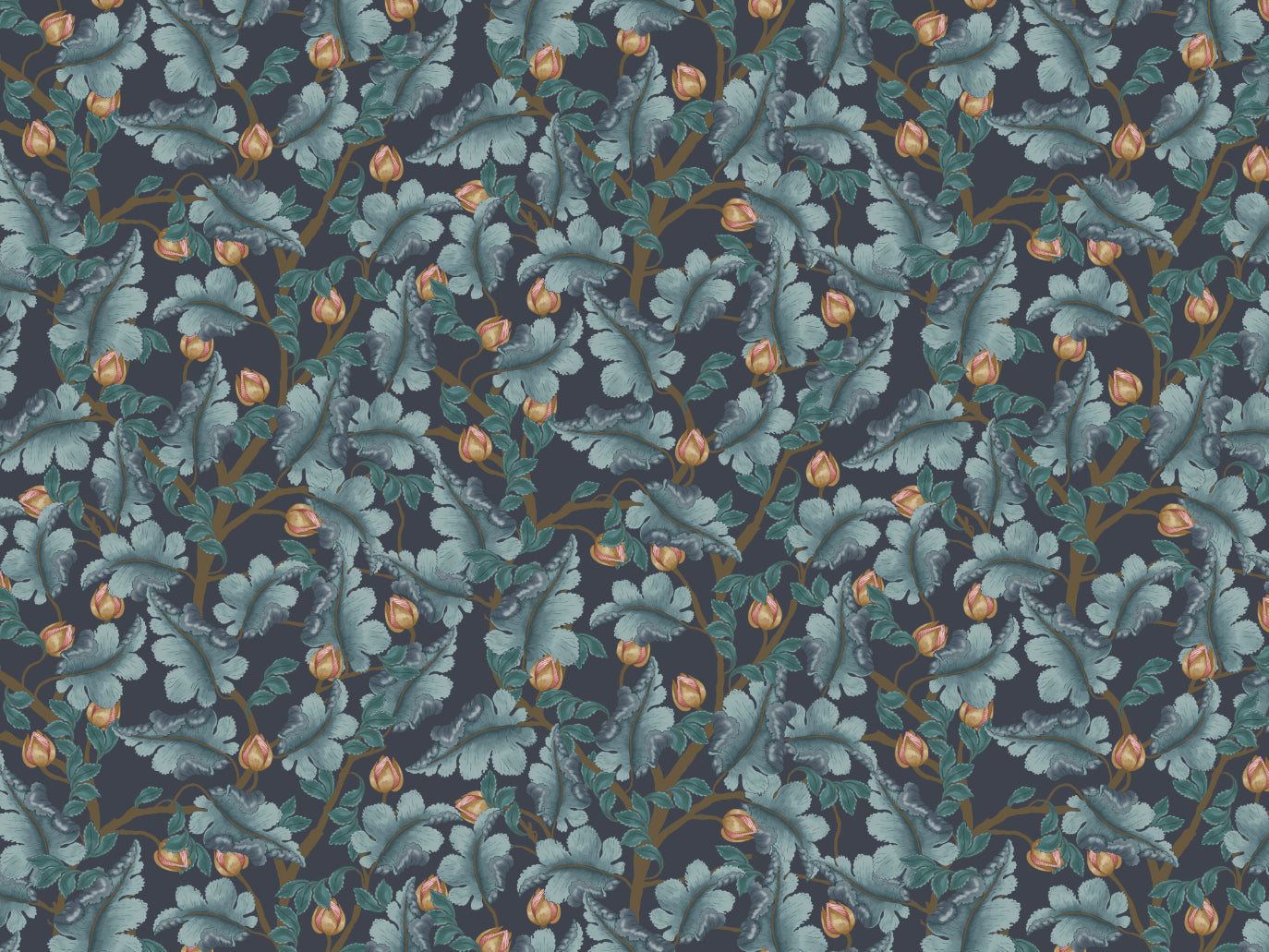 Papier peint floral - Renoncule - Bleu minuit