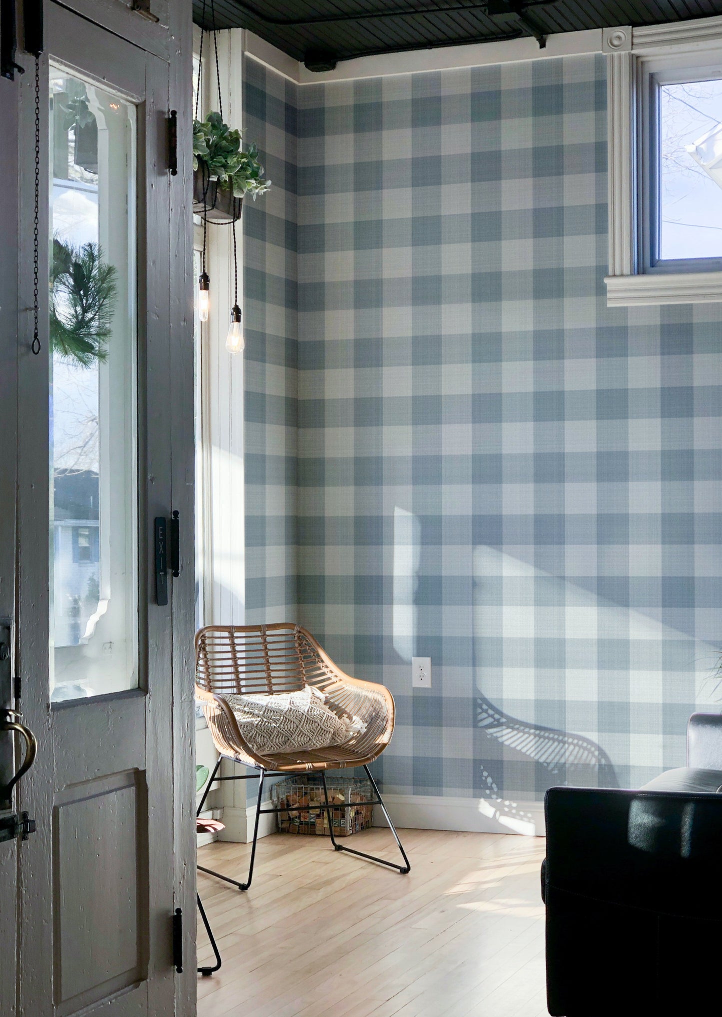 Wallpaper Checks - Linen - Blue