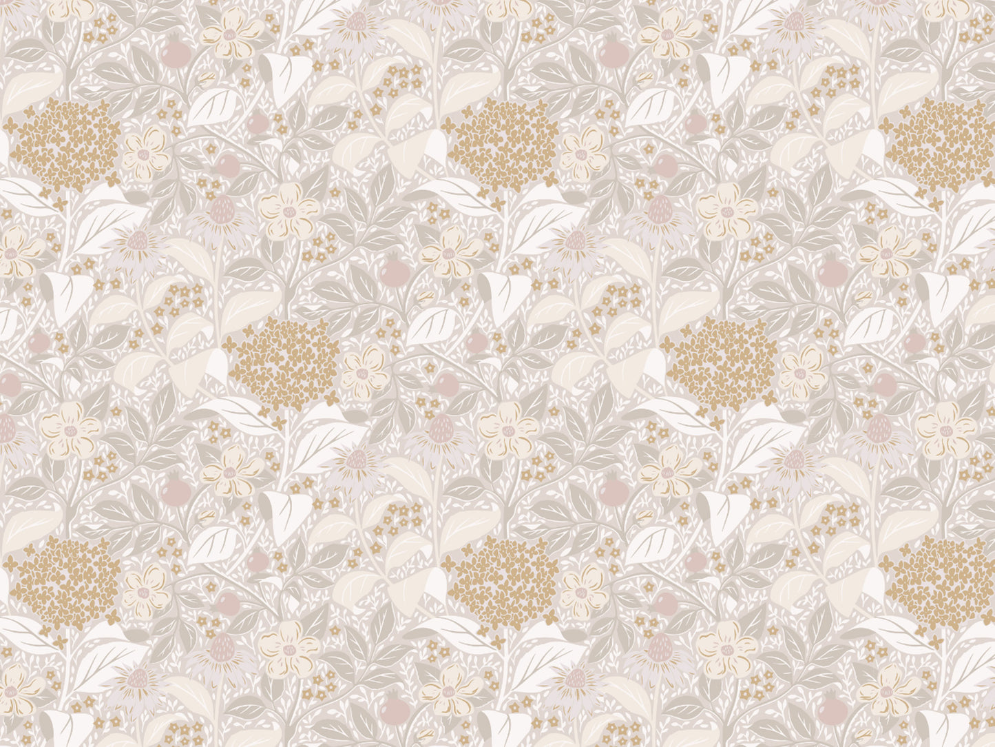 Papier peint floral - Floraison d'été - Beige