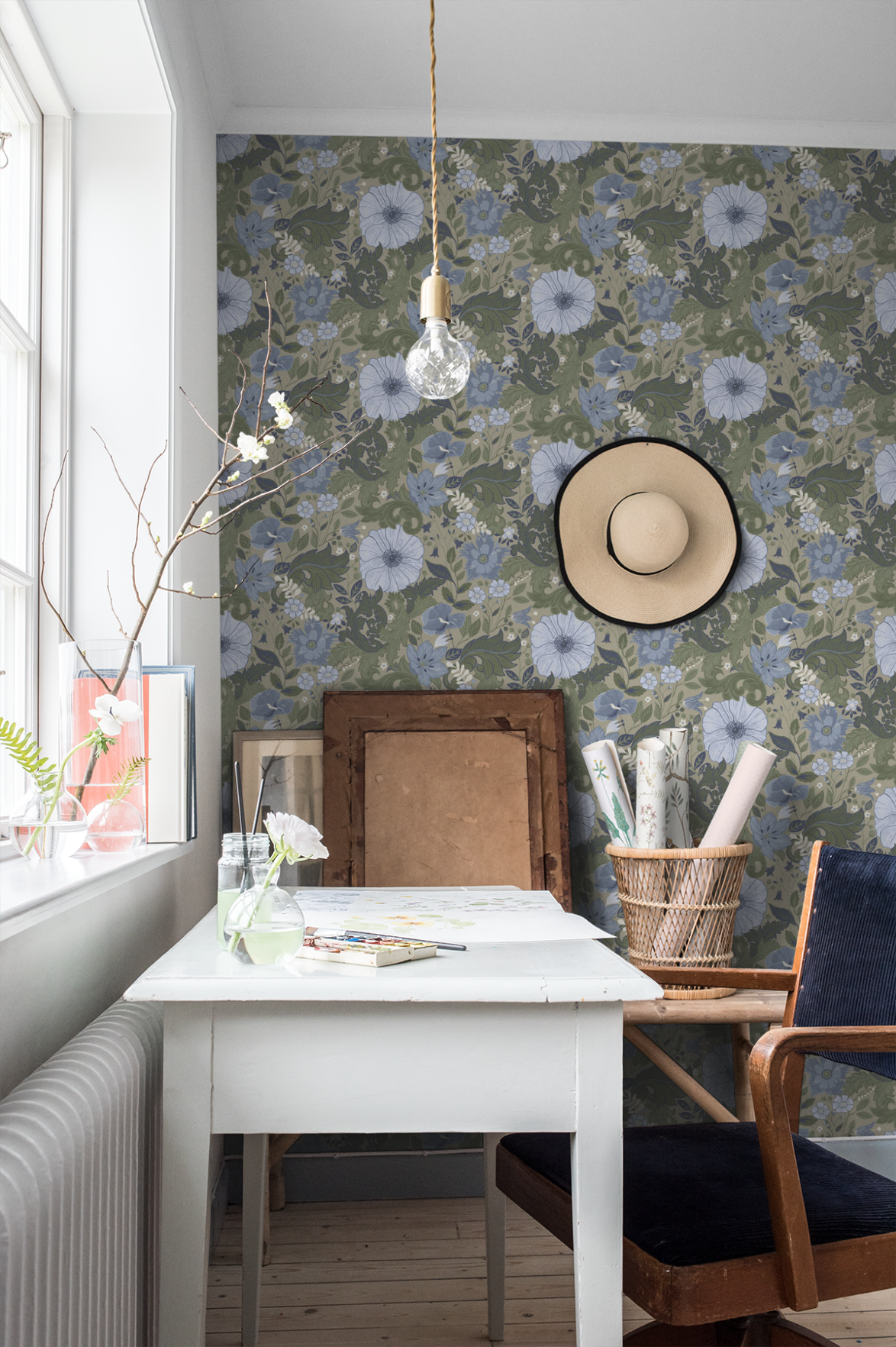 Midbec Wallpaper - Victor Garden - Blue / Green 13134