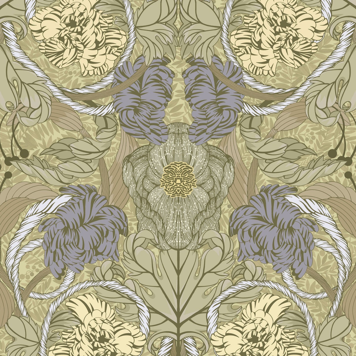 Summer Gray Wallpaper - Cecilia - Olive