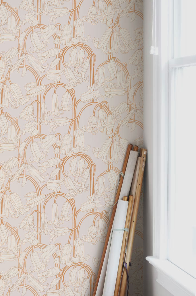 Papier peint autocollant - Jacinthe des bois - Rose et crème