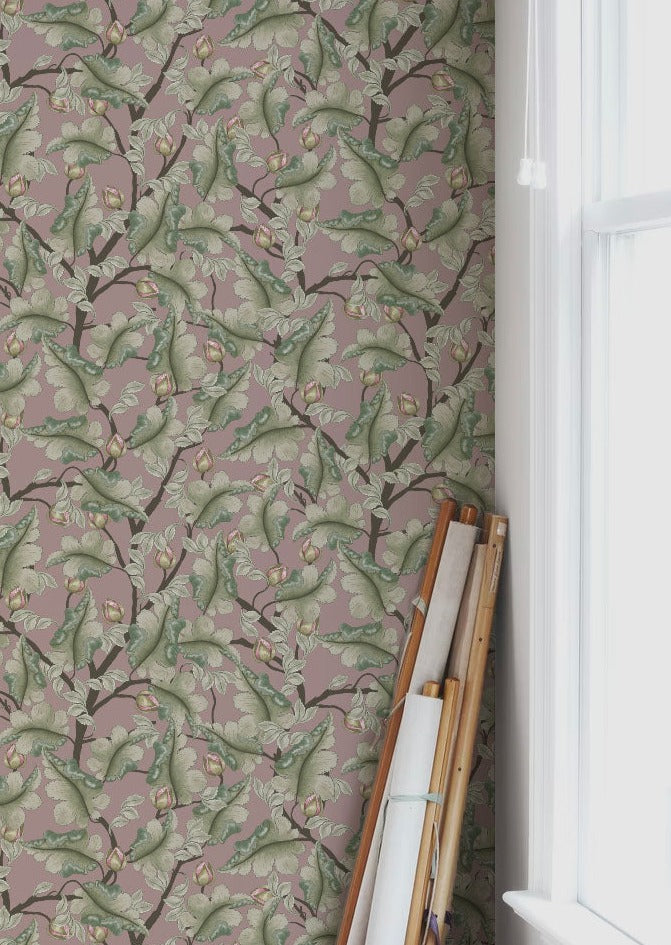 Papier peint floral - Renoncule - Lilas foncé