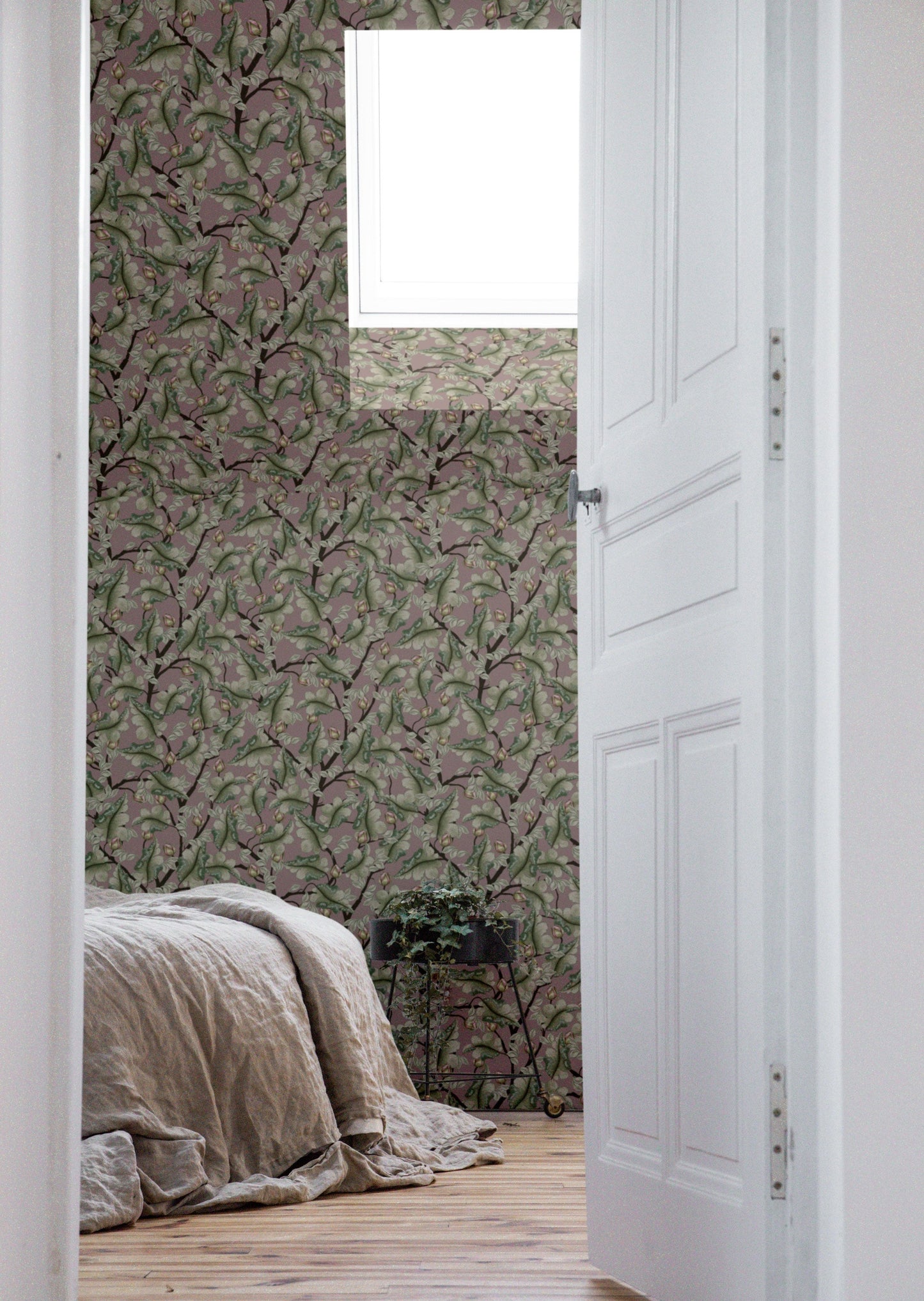 Papier peint floral - Renoncule - Lilas foncé