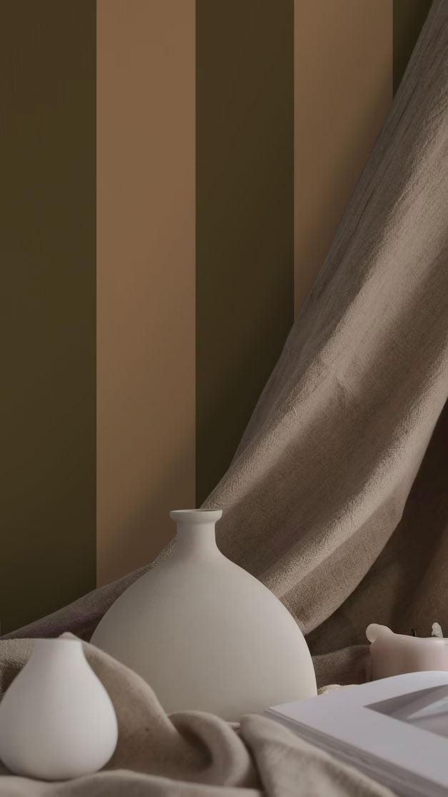 Wallpaper Stripes - Ryde - Green & Beige