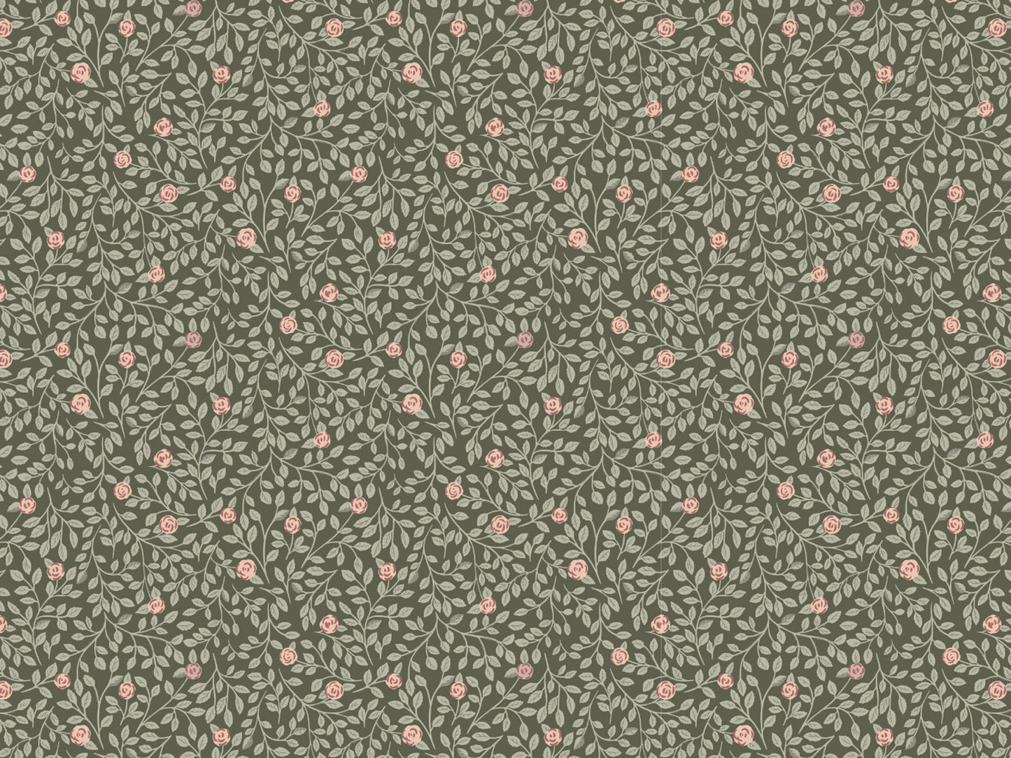 Papier peint gris d'été - Rose grimpante - Vert