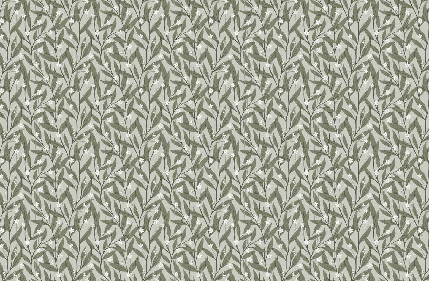 Papier peint gris d'été - Anémone - Vert foncé