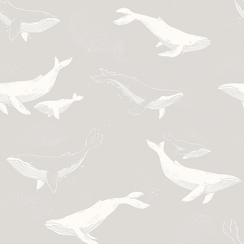 Papier peint Borastapeter - Baleines - Gris