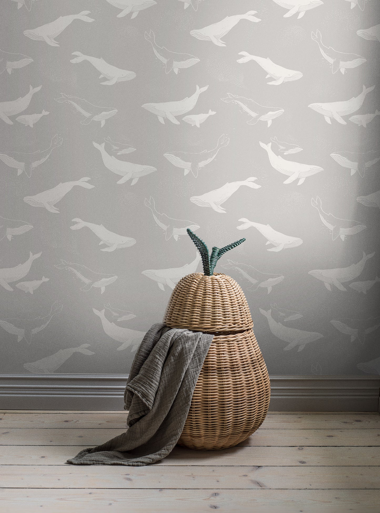 Papier peint Borastapeter - Baleines - Gris