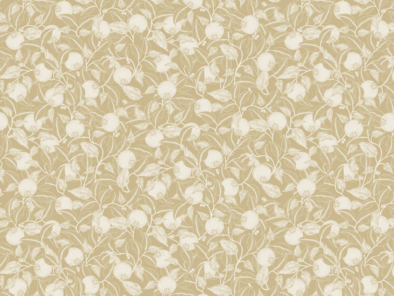 Papier peint floral - Grenade - Or