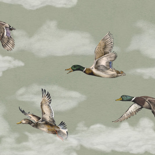 Summer Gray Wallpaper - Voyage - Laurel Green