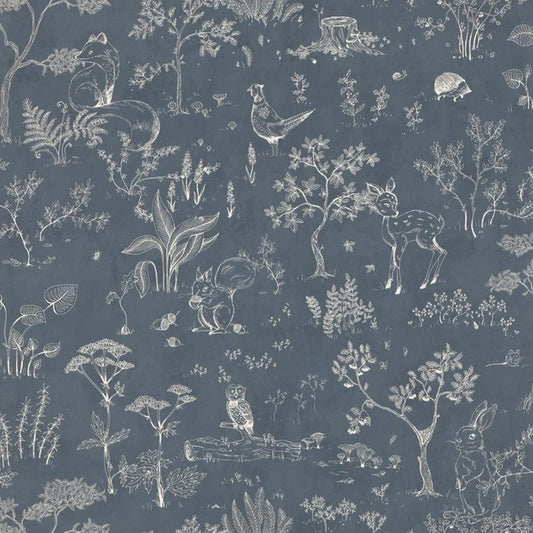 Papier peint Sandberg - Houx Bleu Foncé