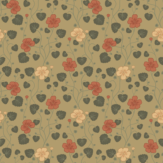 Papier peint gris d'été - Hallie - Or