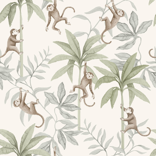 Papier peint Borastapeter - Amis de la jungle - Blanc chaud
