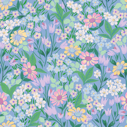 Papier peint gris d'été - Lola - Bleu ciel