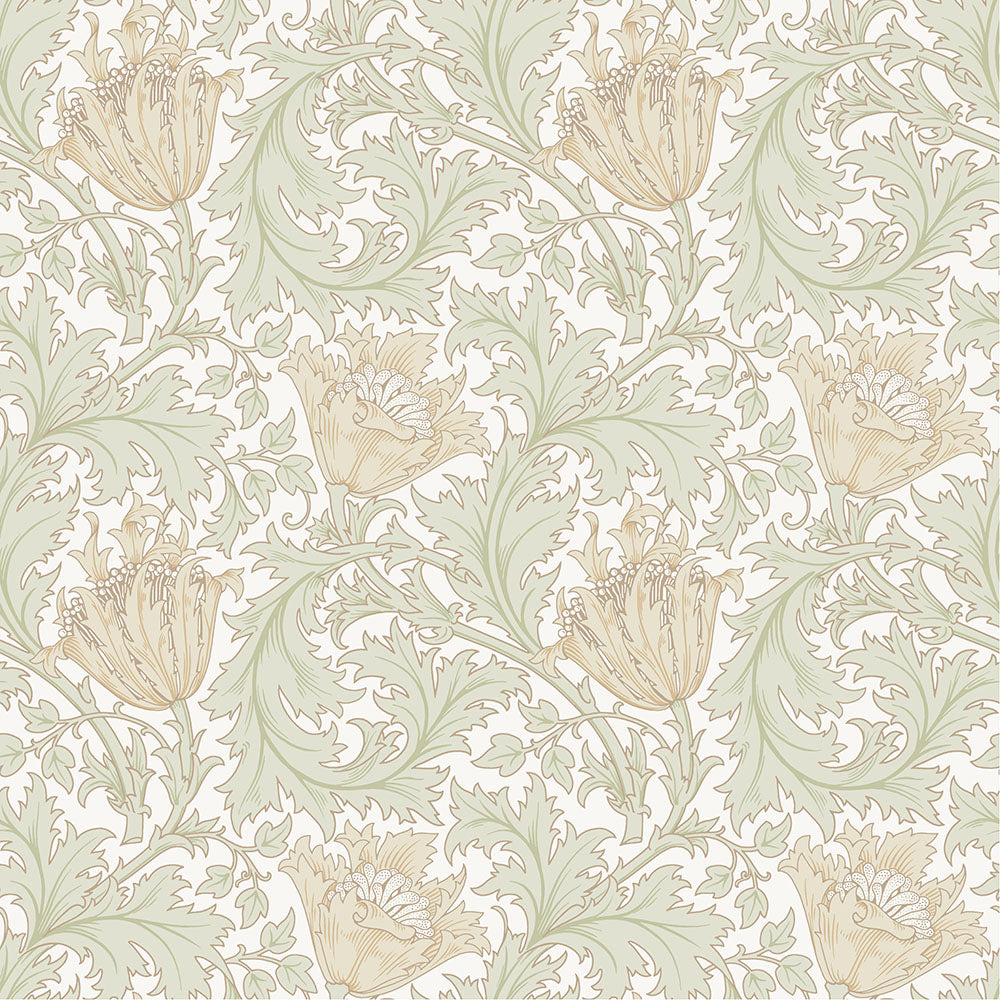William Morris Wallpaper - Anemone - White and Peach