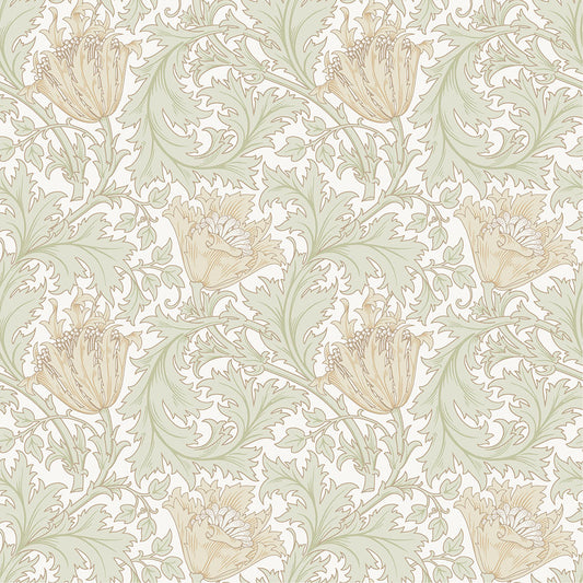 Papier peint William Morris - Anémone - Blanc et Pêche