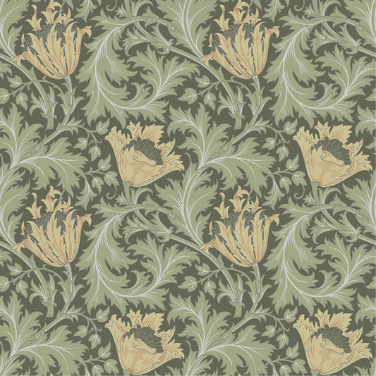 Papier peint William Morris - Anémone - Vert et Jaune
