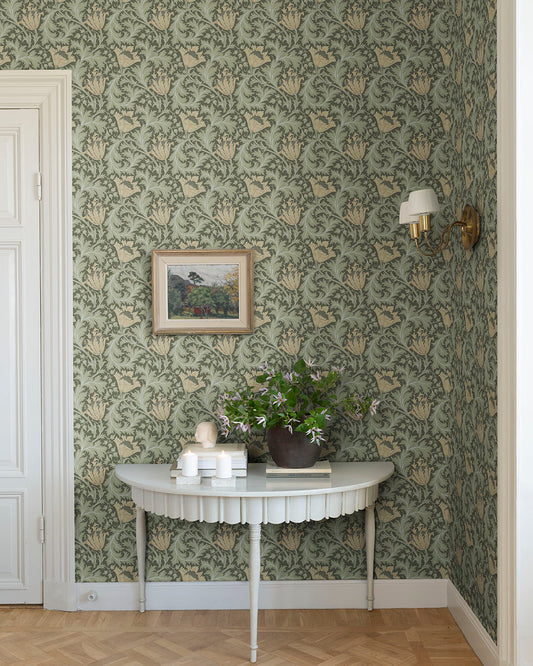 Papier peint William Morris - Anémone - Vert et Jaune