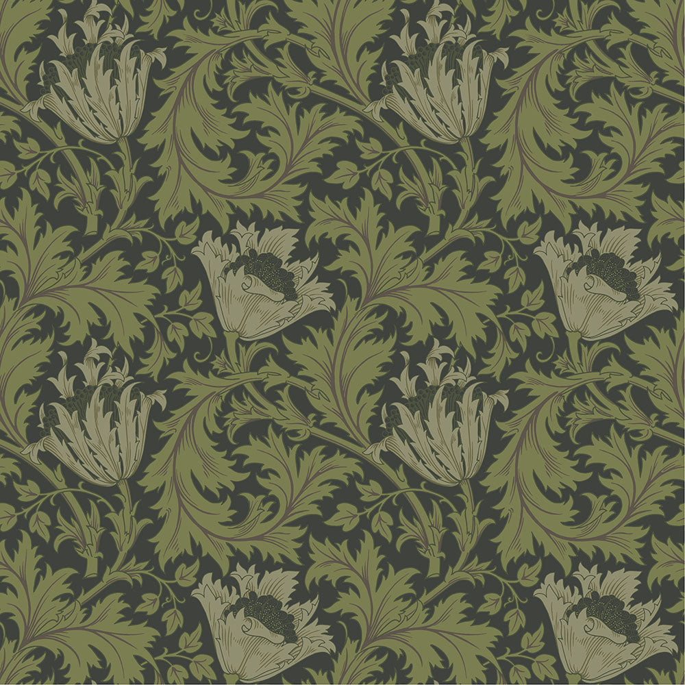 William Morris Wallpaper - Anemone - Charcoal