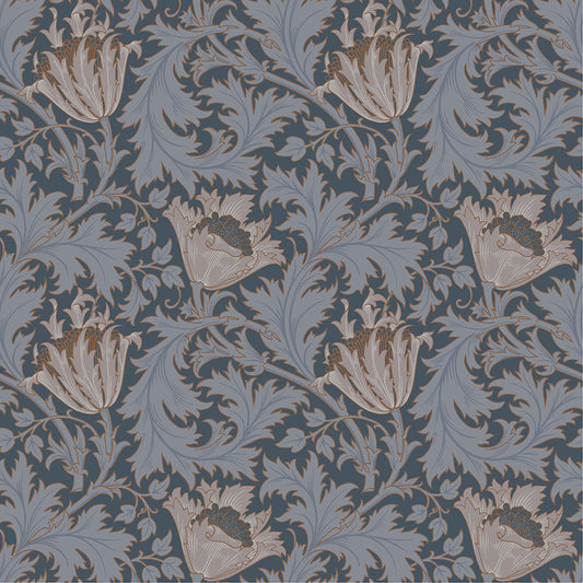 Papier peint William Morris - Anémone - Bleu foncé