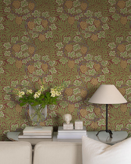 Papier peint William Morris - Vigne - Terre cuite