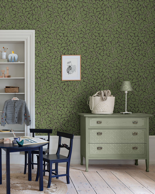 Papier peint William Morris - Chêne - Vert foncé