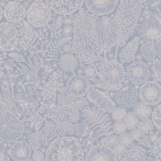 Papier peint gris d'été - août - bleu