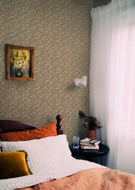 Papier peint gris d'été - Douce Inde - Beige