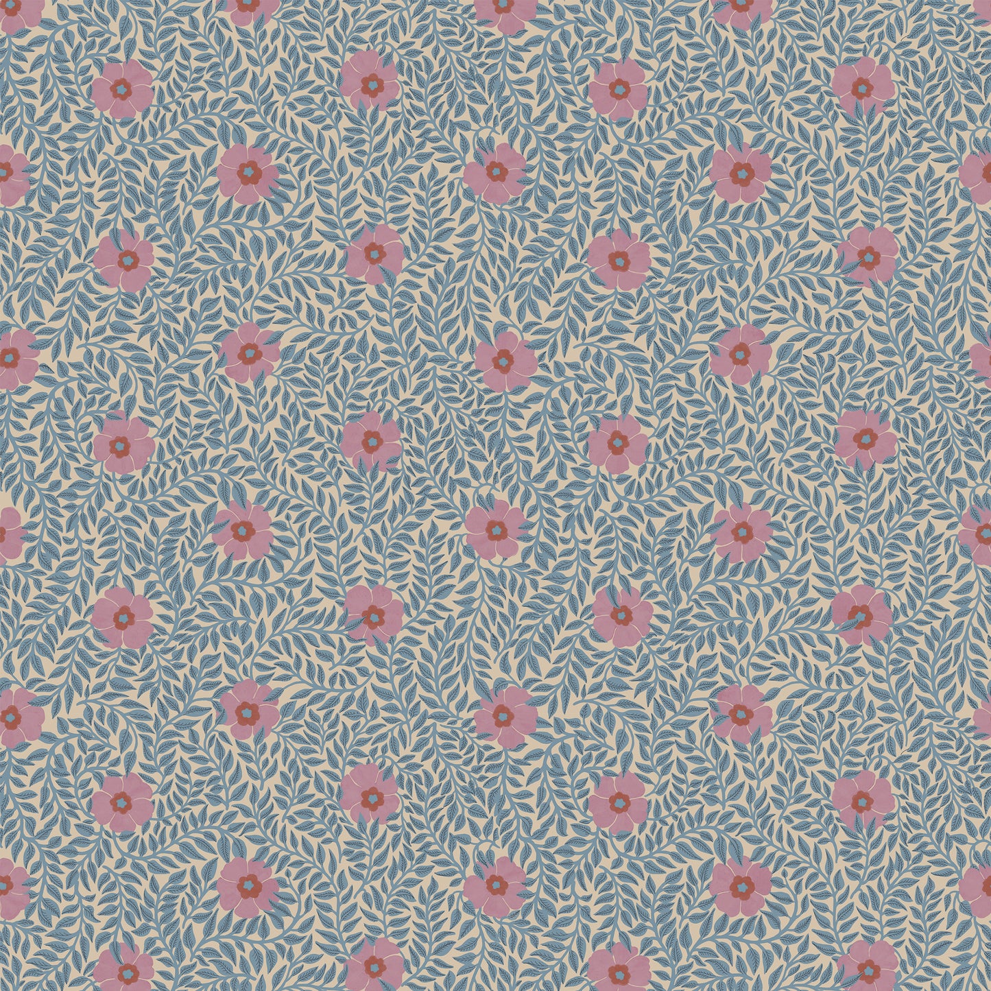 Papier peint gris d'été - Kicki - Rose Pétale
