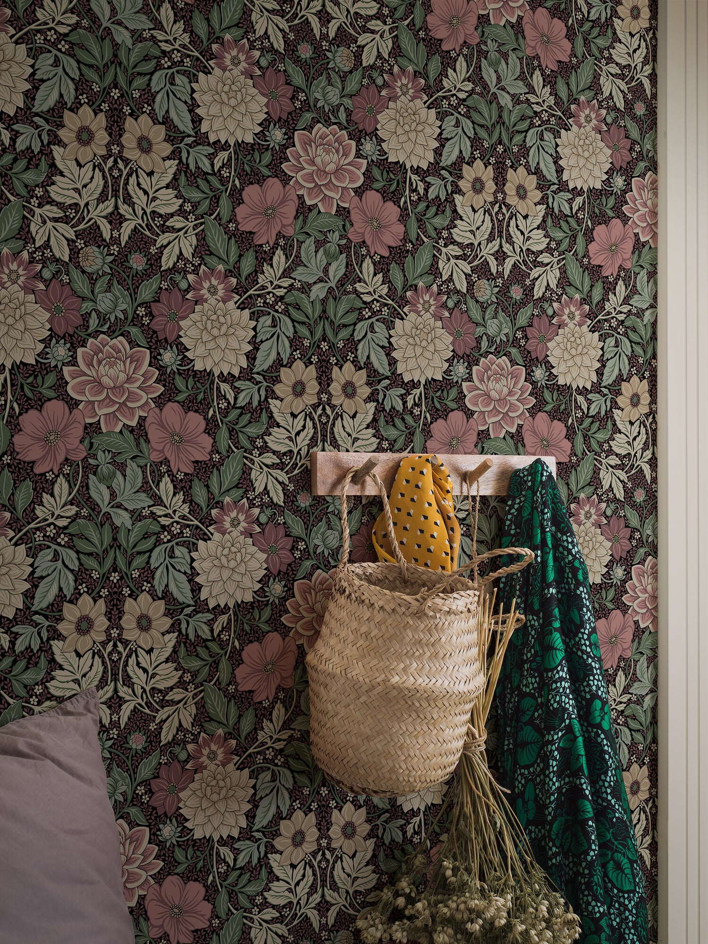 Borastapeter Wallpaper - Dahlia Garden 7694 - Burgundy and Teal