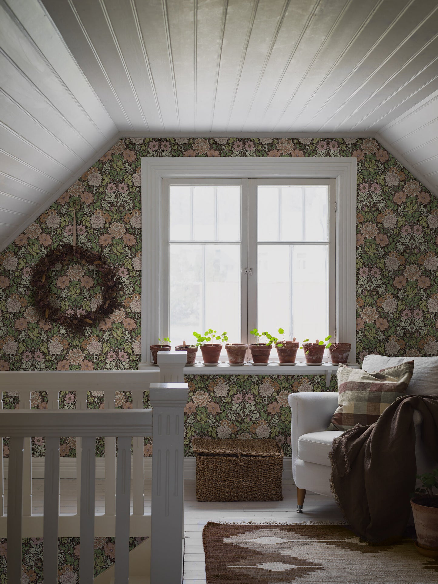 Borastapeter Wallpaper - Dahlia Garden 7693 - Brown & Green