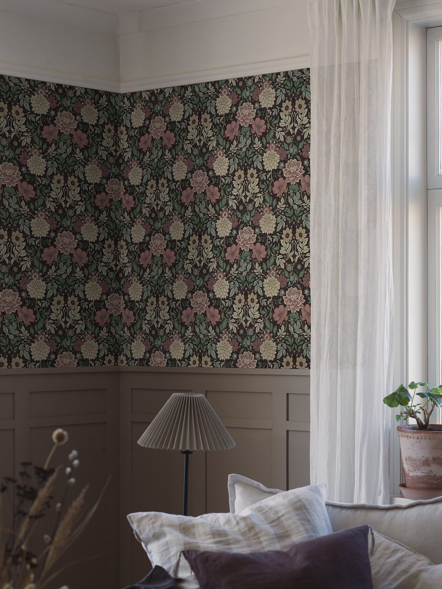Borastapeter Wallpaper - Dahlia Garden 7694 - Burgundy and Teal